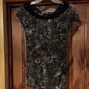 Almost Famous Black Floral Lace Blouse